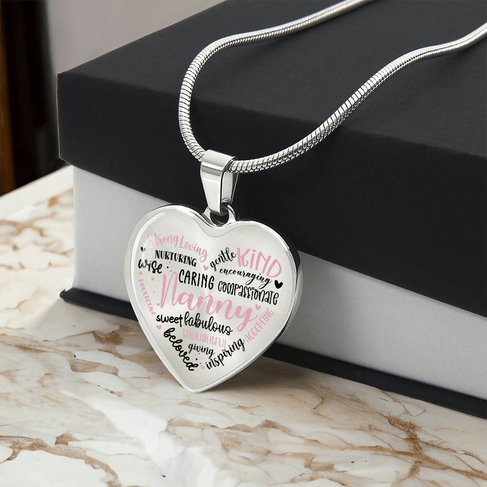 Nanny Engraved Heart Necklace-[Heartfelt Family Gift]