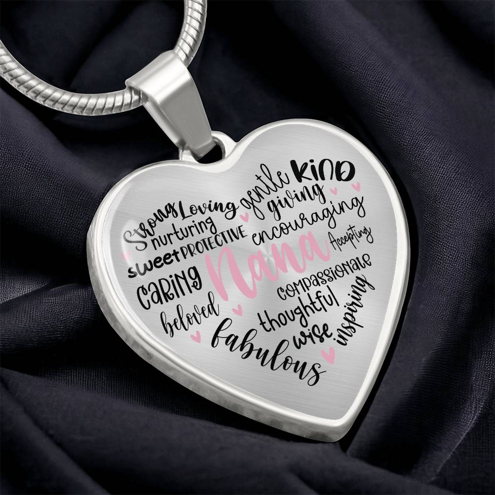 Nana  Engraved Heart Necklace-[Heartfelt Family Gift]
