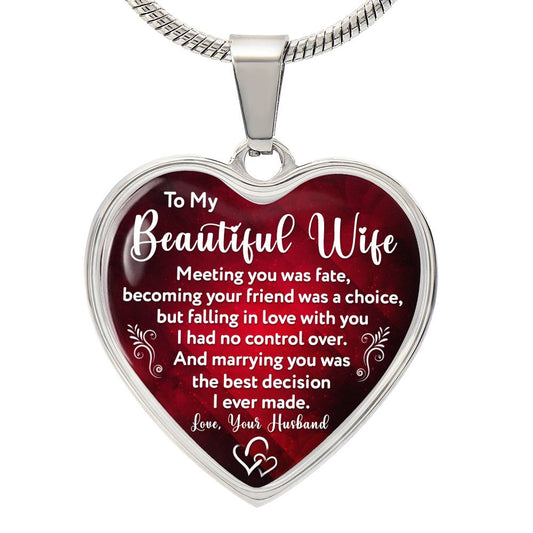 To my wife engraved heart pendant-[Heartfelt Family Gift]