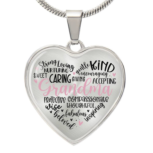 Grandma Engraved Heart Necklace-[Heartfelt Family Gift]