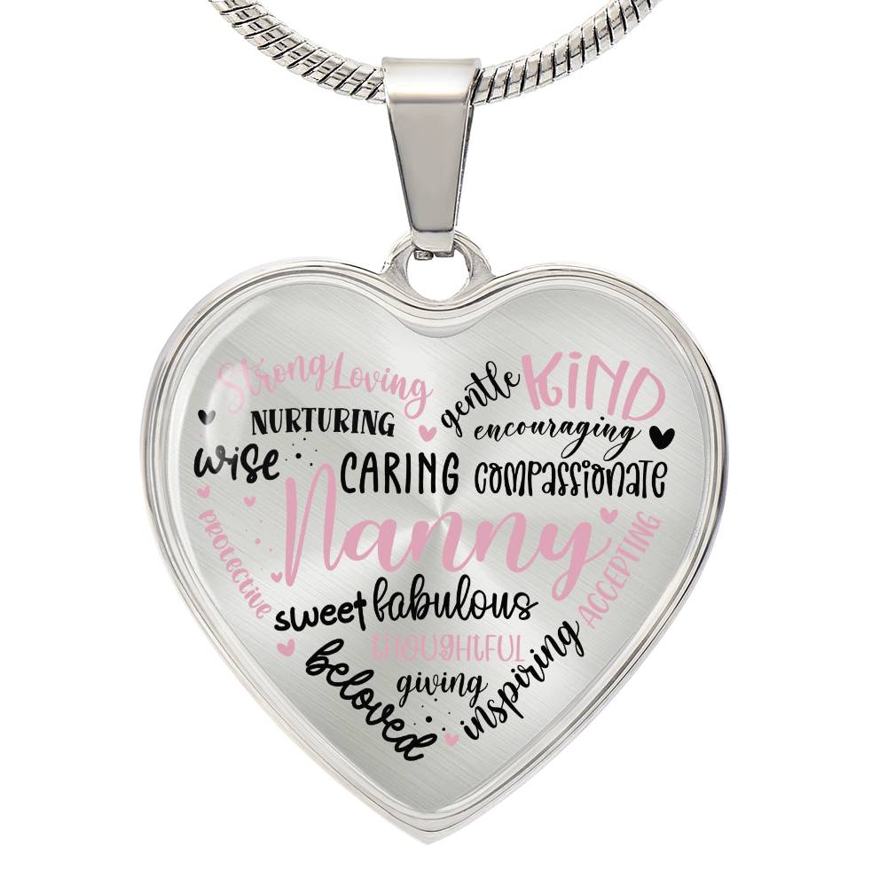 Nanny Engraved Heart Necklace-[Heartfelt Family Gift]