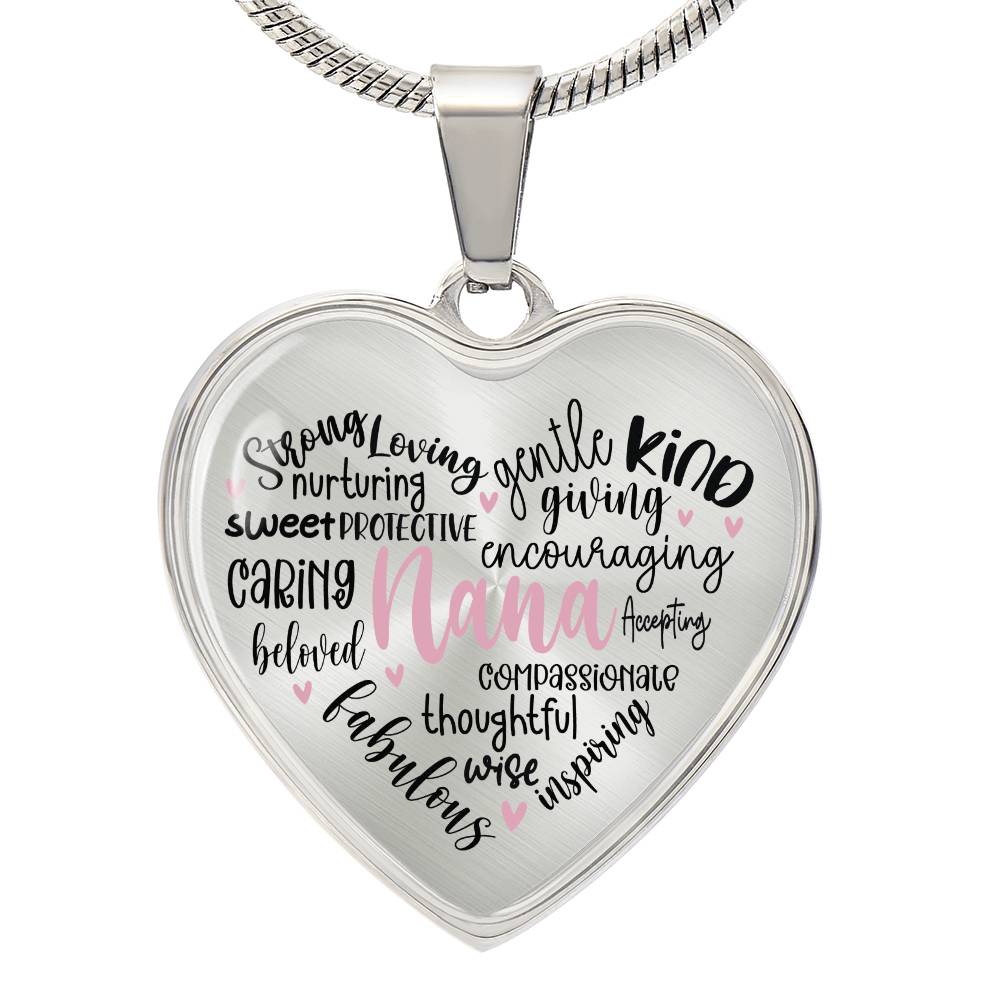Nana  Engraved Heart Necklace-[Heartfelt Family Gift]