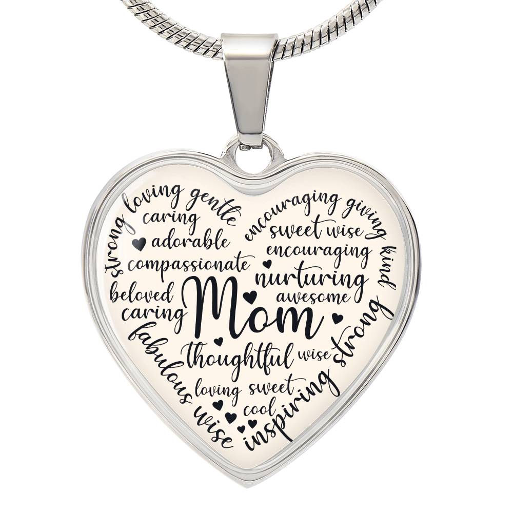 Mom Engraved Heart Pendant-[Heartfelt Family Gift]
