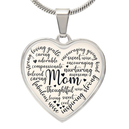 Mom Engraved Heart Pendant-[Heartfelt Family Gift]