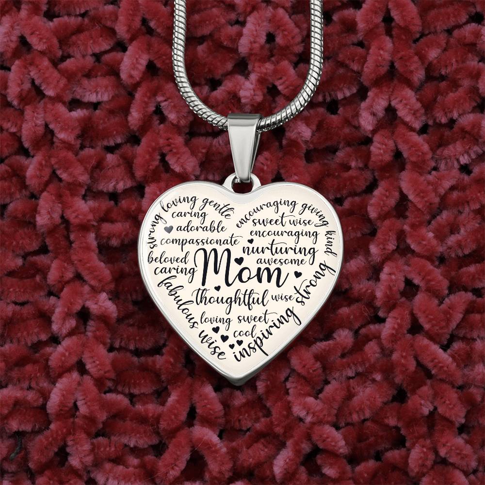 Mom Engraved Heart Pendant-[Heartfelt Family Gift]