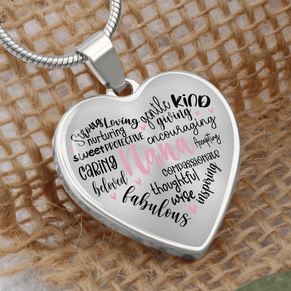Nana  Engraved Heart Necklace-[Heartfelt Family Gift]