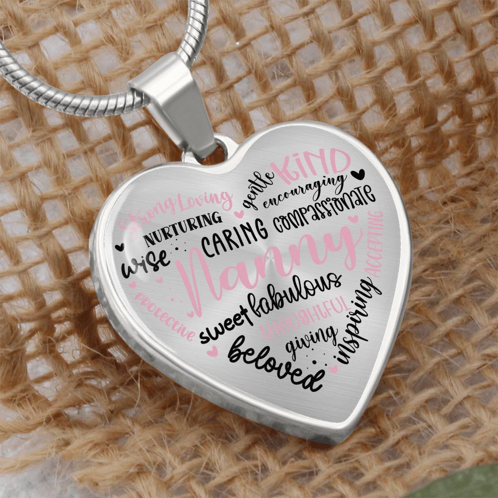 Nanny Engraved Heart Necklace-[Heartfelt Family Gift]