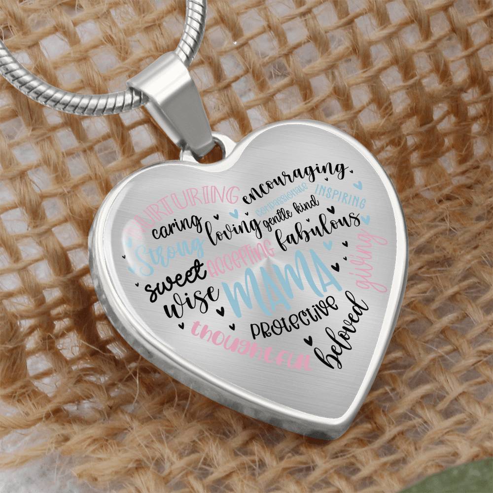 Mama Engraved Heart Necklace-[Heartfelt Family Gift]