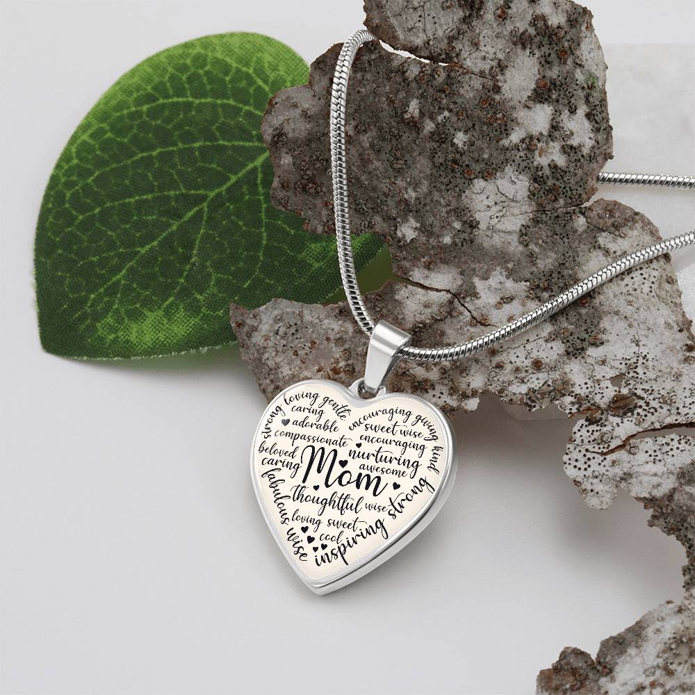 Mom Engraved Heart Pendant-[Heartfelt Family Gift]