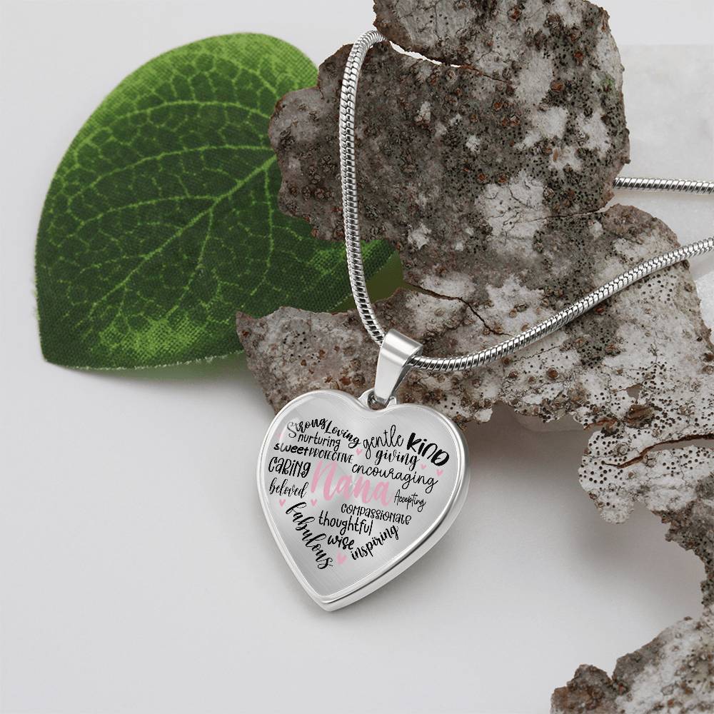 Nana  Engraved Heart Necklace-[Heartfelt Family Gift]