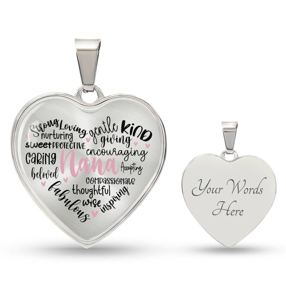 Nana  Engraved Heart Necklace-[Heartfelt Family Gift]