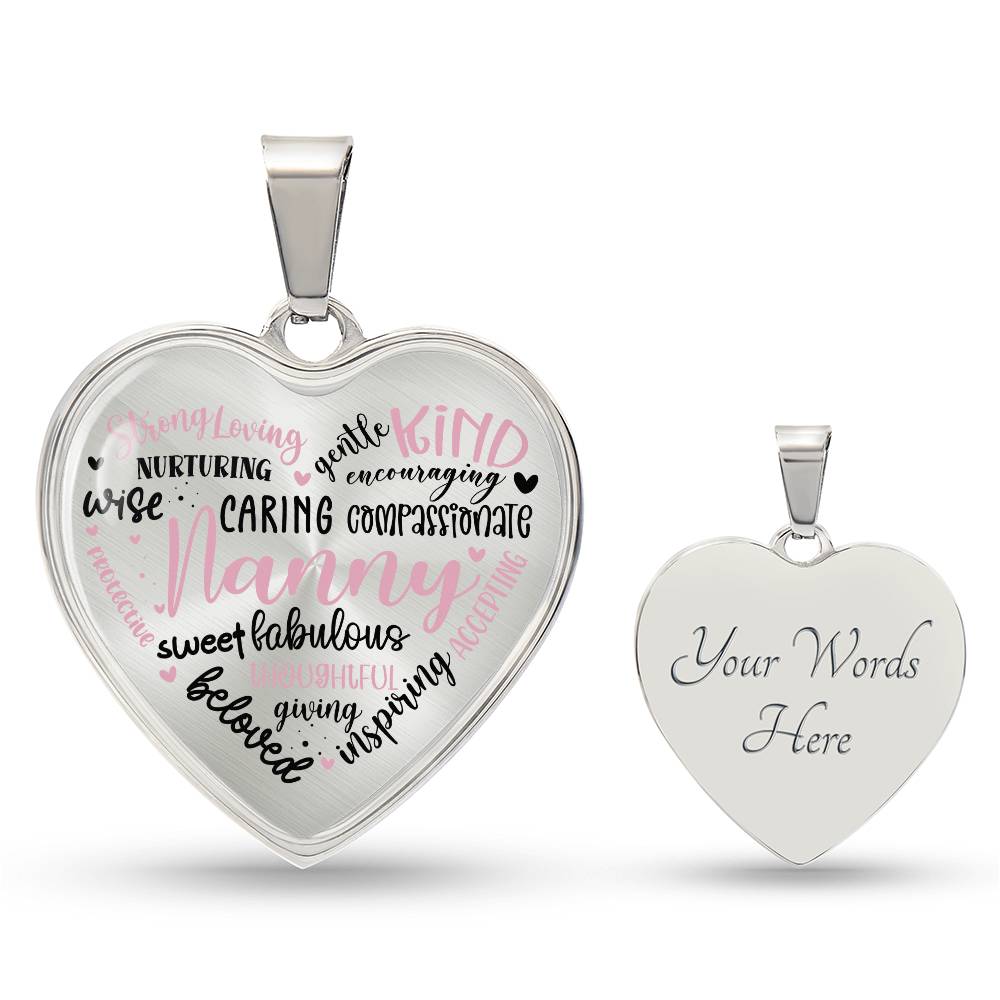 Nanny Engraved Heart Necklace-[Heartfelt Family Gift]