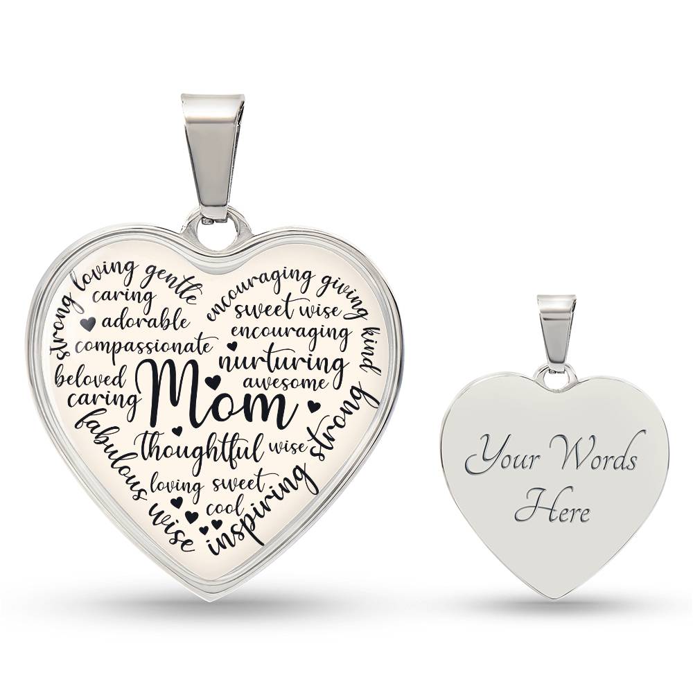 Mom Engraved Heart Pendant-[Heartfelt Family Gift]