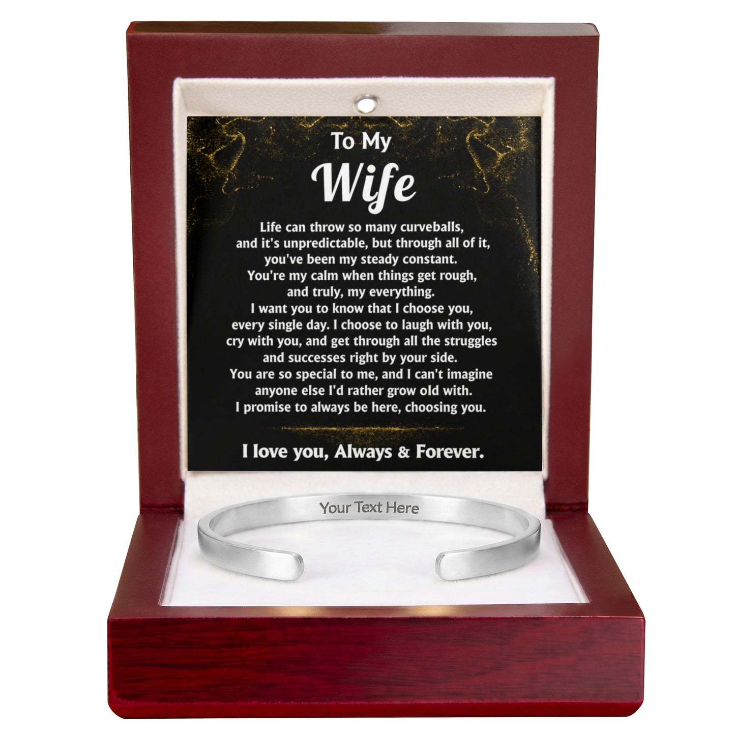 To My Wife Custom Engraved Cuff Bracelet Gift