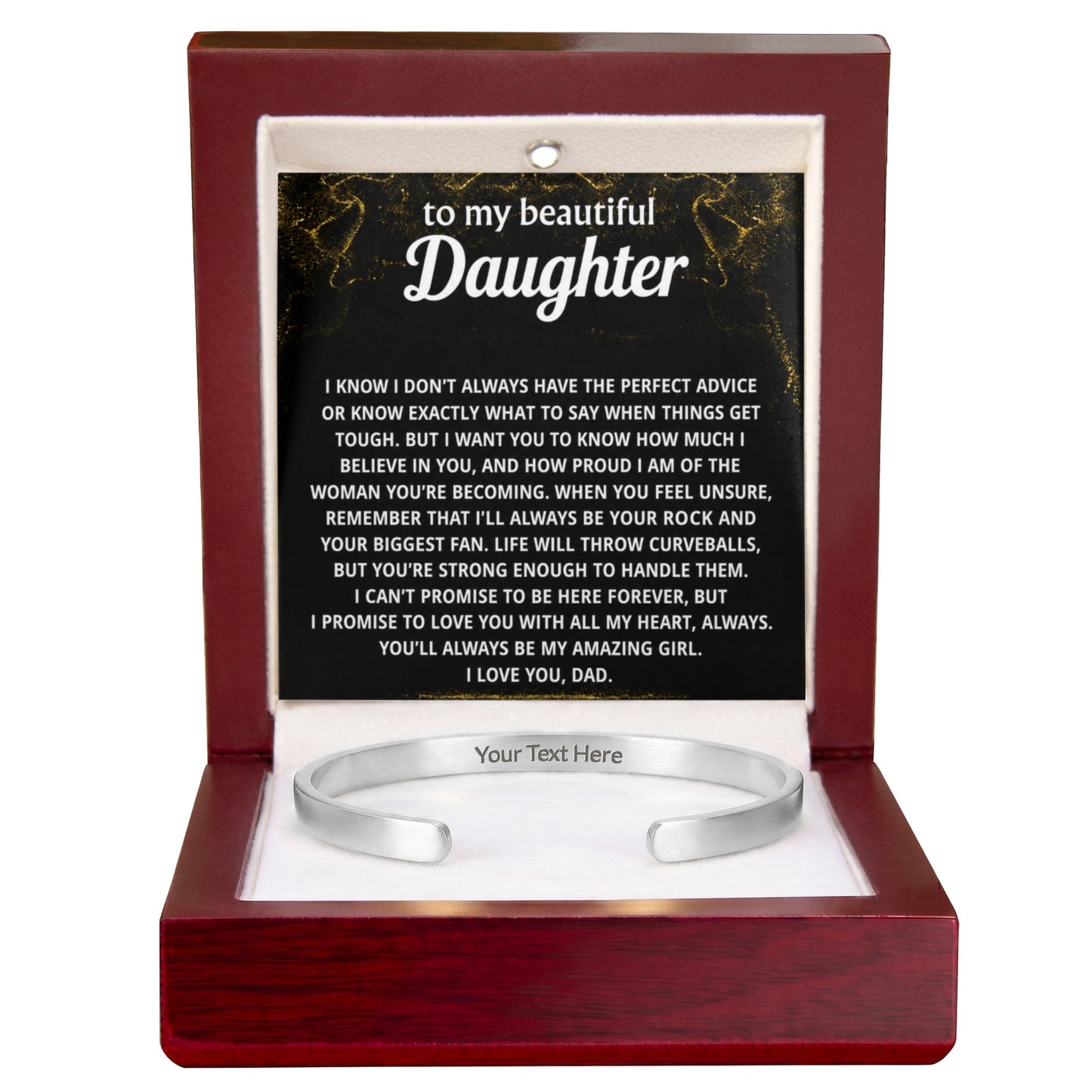 To My Daughter Engraved Cuff Bracelet Gift