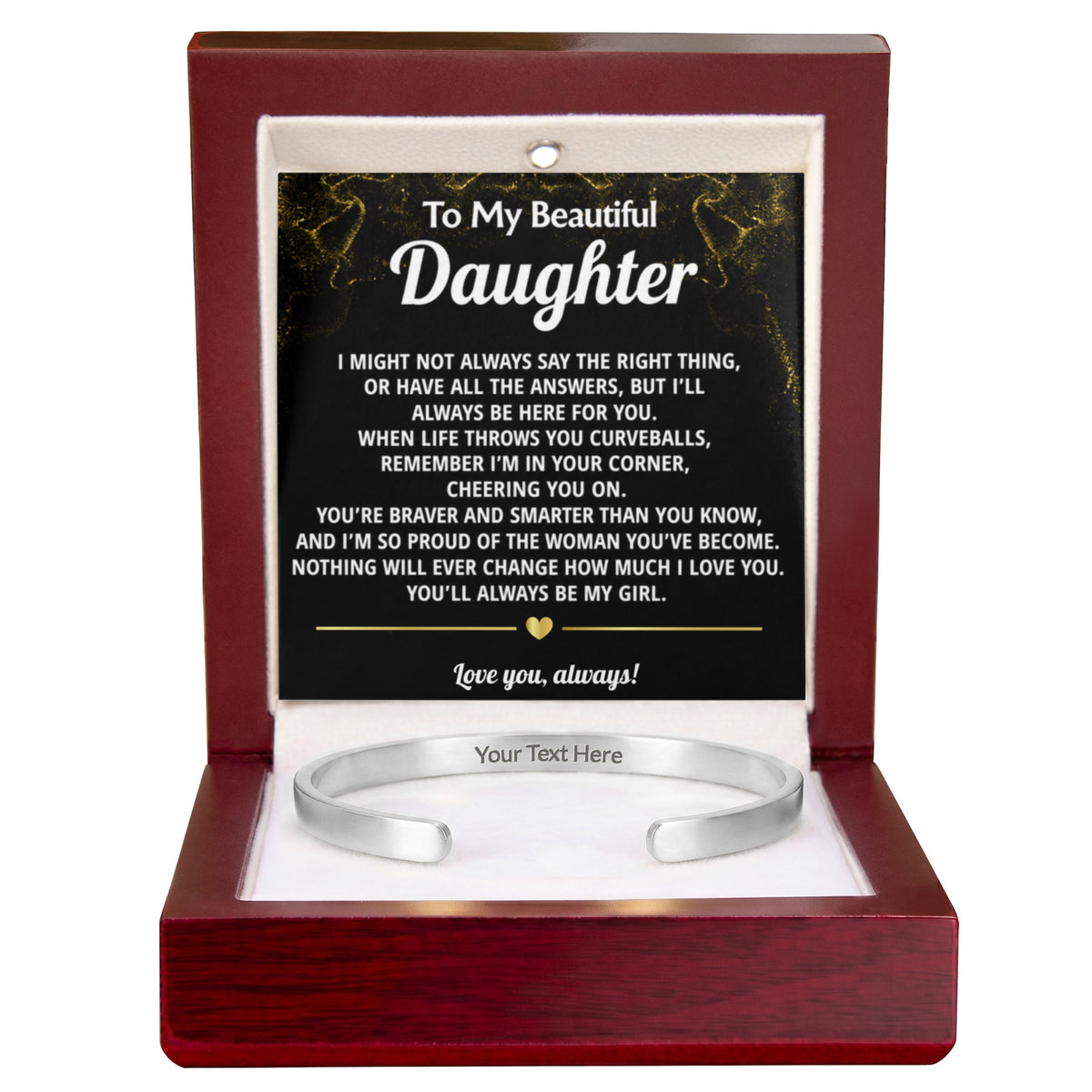 Daughter Engraved Cuff Bracelet Gift