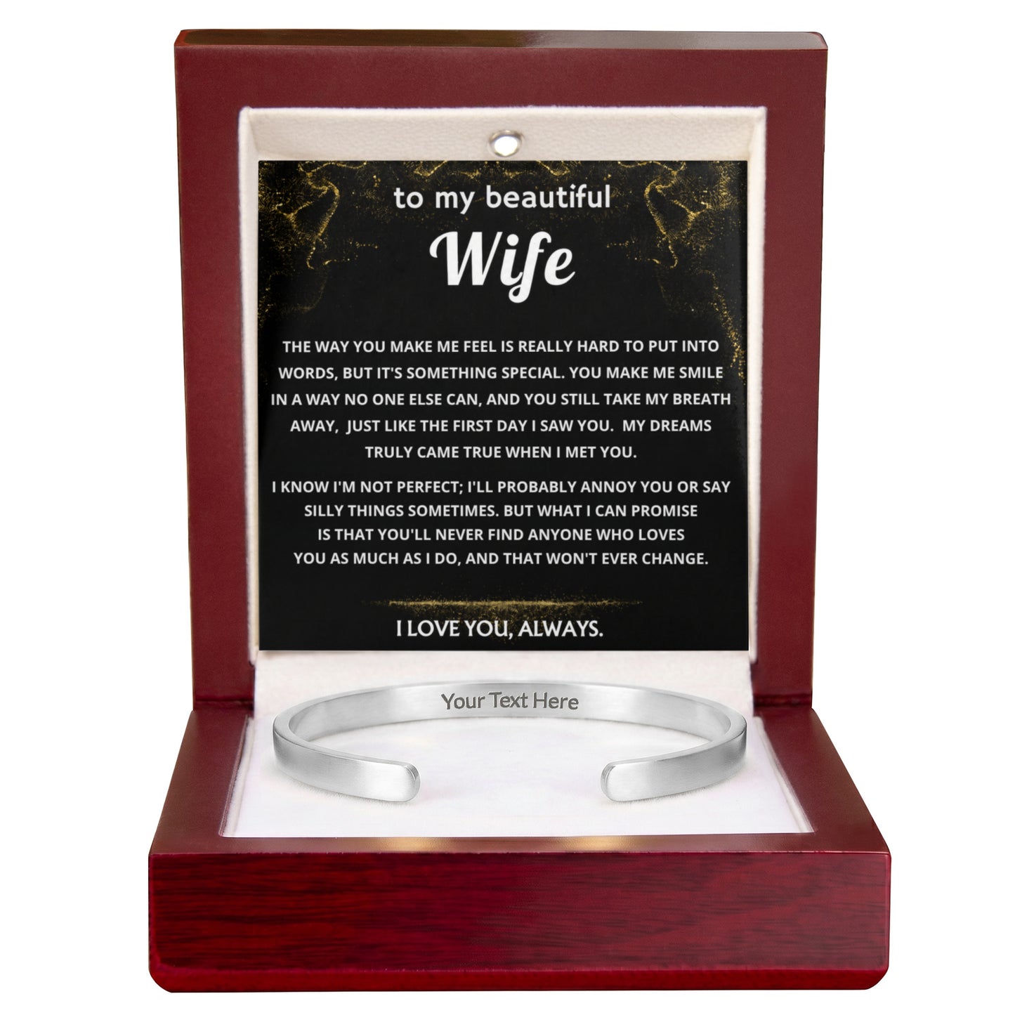 Wife Engraved Cuff Bracelet