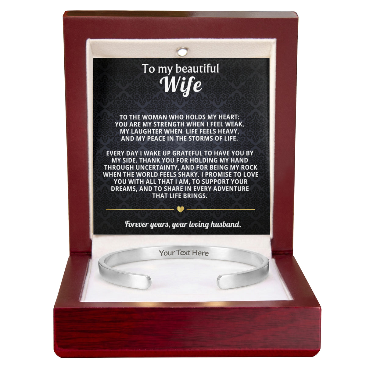 To My Wife Forever & Always Engraved Cuff Bracelet Gift
