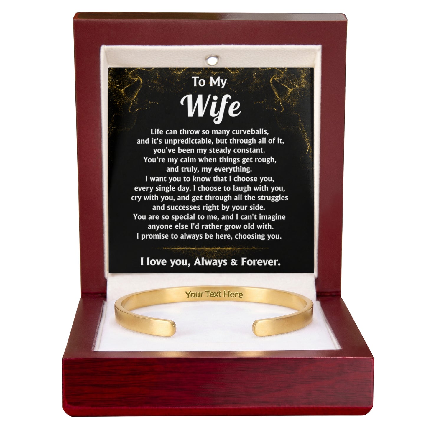 To My Wife Custom Engraved Cuff Bracelet Gift