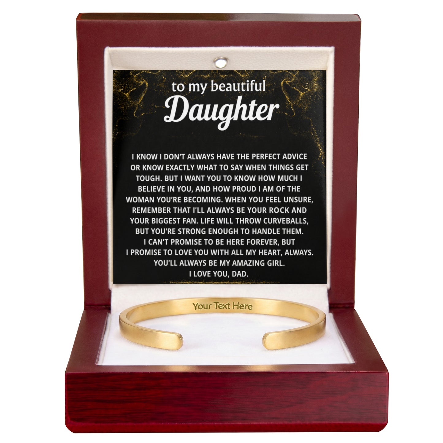 To My Daughter Engraved Cuff Bracelet Gift