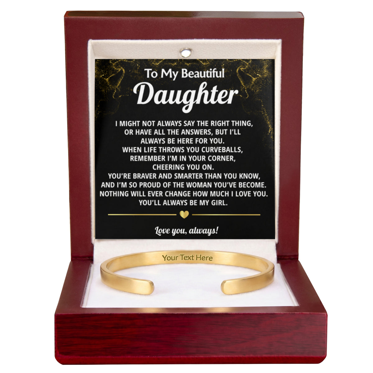 Daughter Engraved Cuff Bracelet Gift