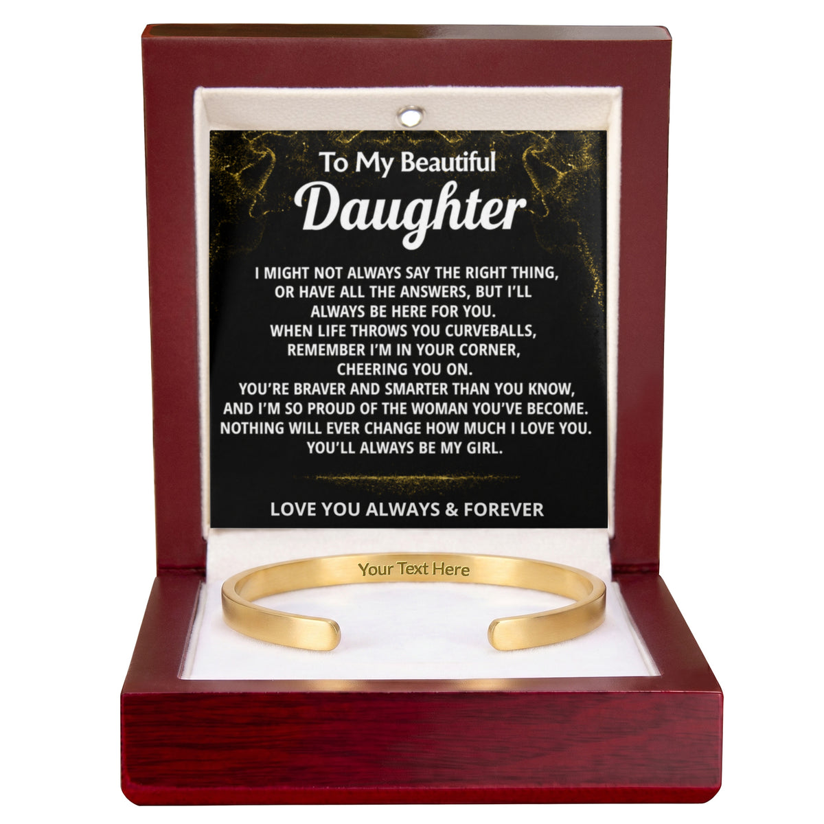 To My Daughter Engraved Cuff Bracelet Gift