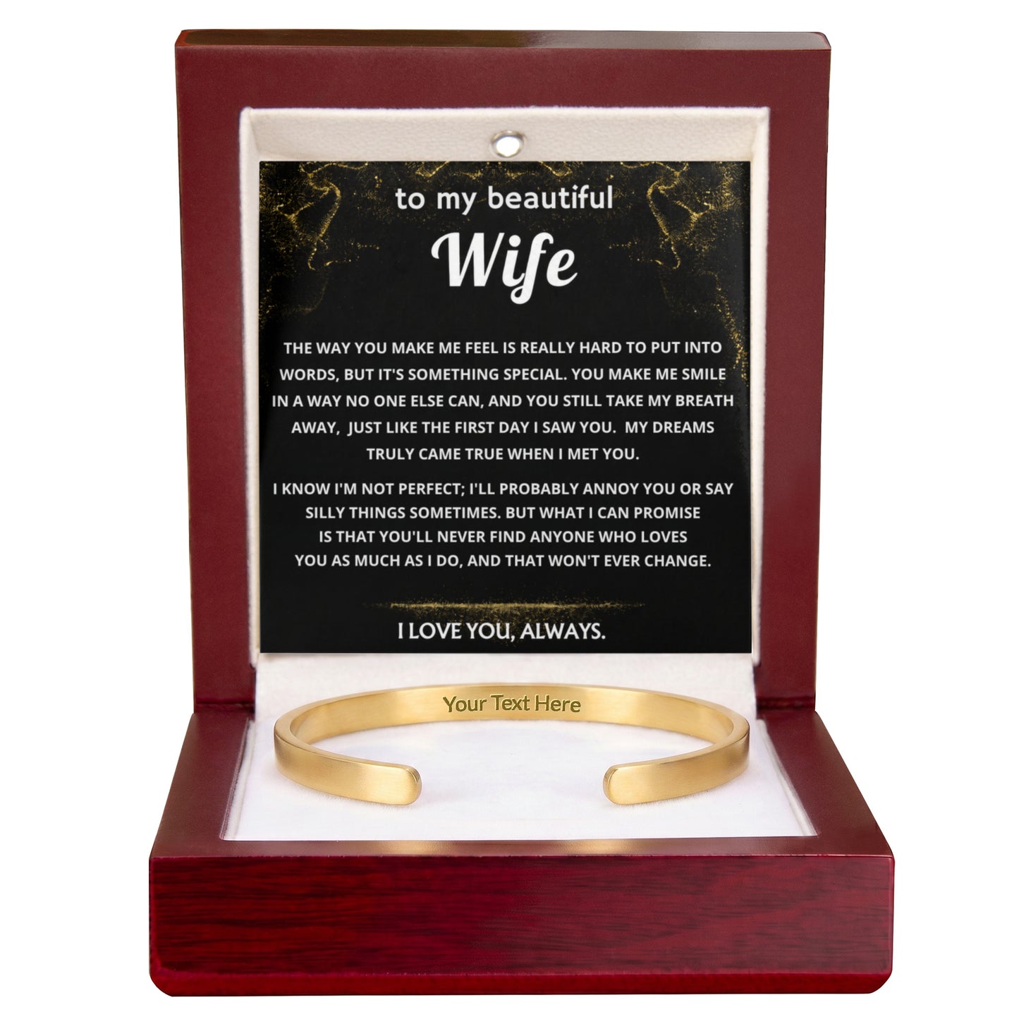 Wife Engraved Cuff Bracelet