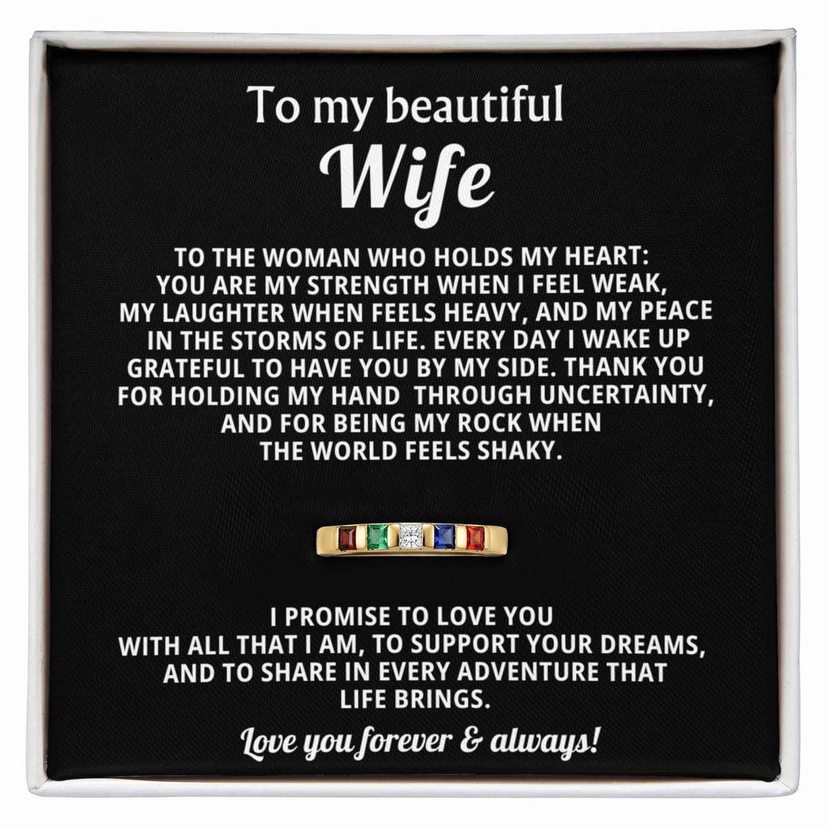 To My Wife Stackable Birthstone Ring