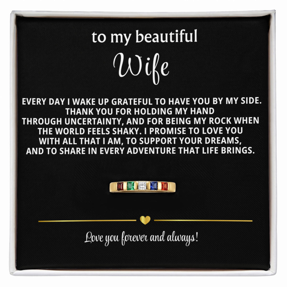 To My Wife Stackable Birthstone Ring