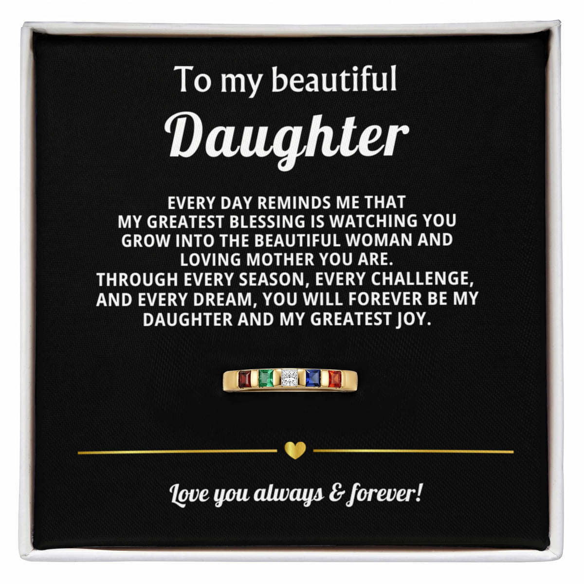 To My Daughter Stackable Birthstone Ring