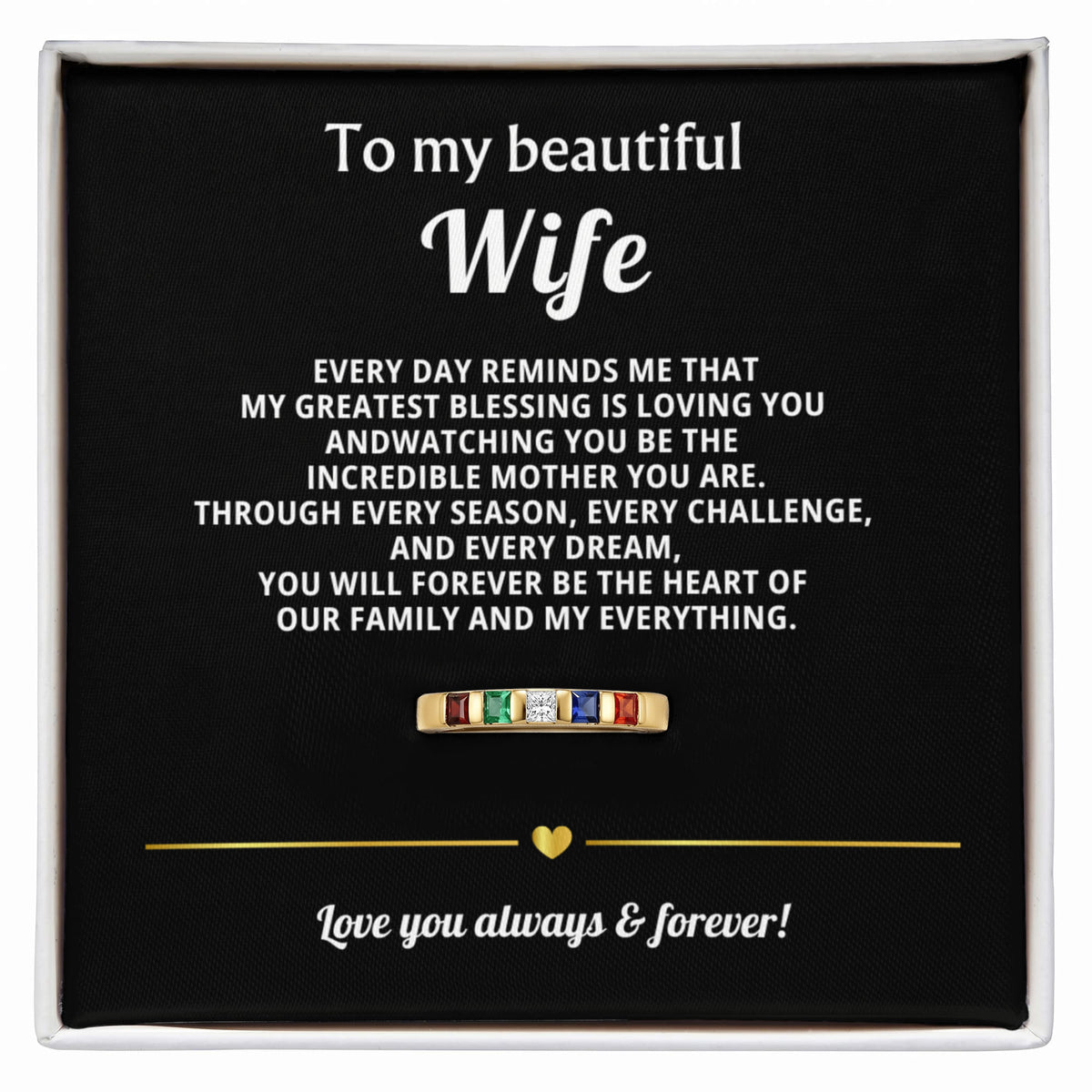 To My Beautiful Wife Stackable Birthstone Ring
