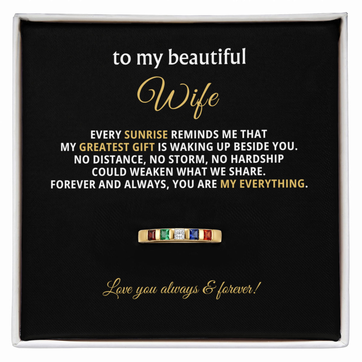 To My Wife Stackable Birthstone Ring