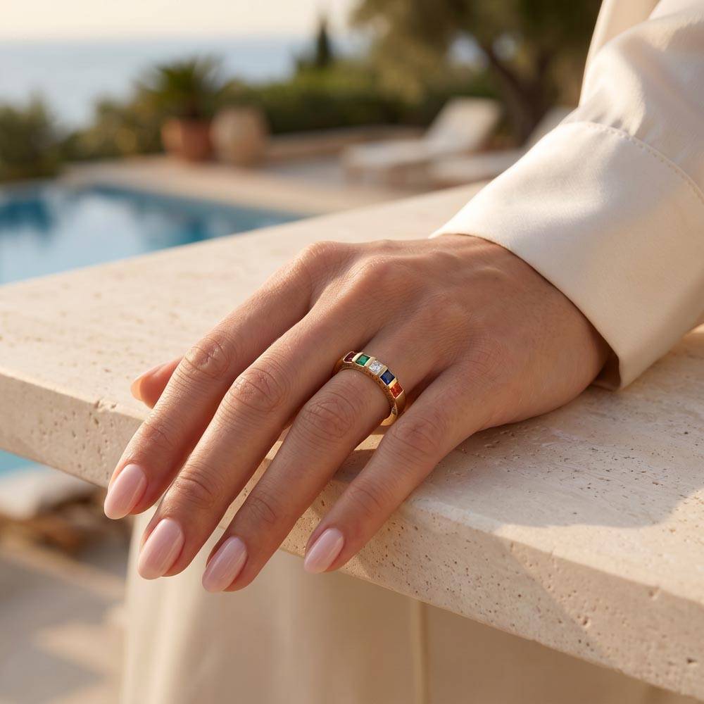 To My Daughter Stackable Birthstone Ring