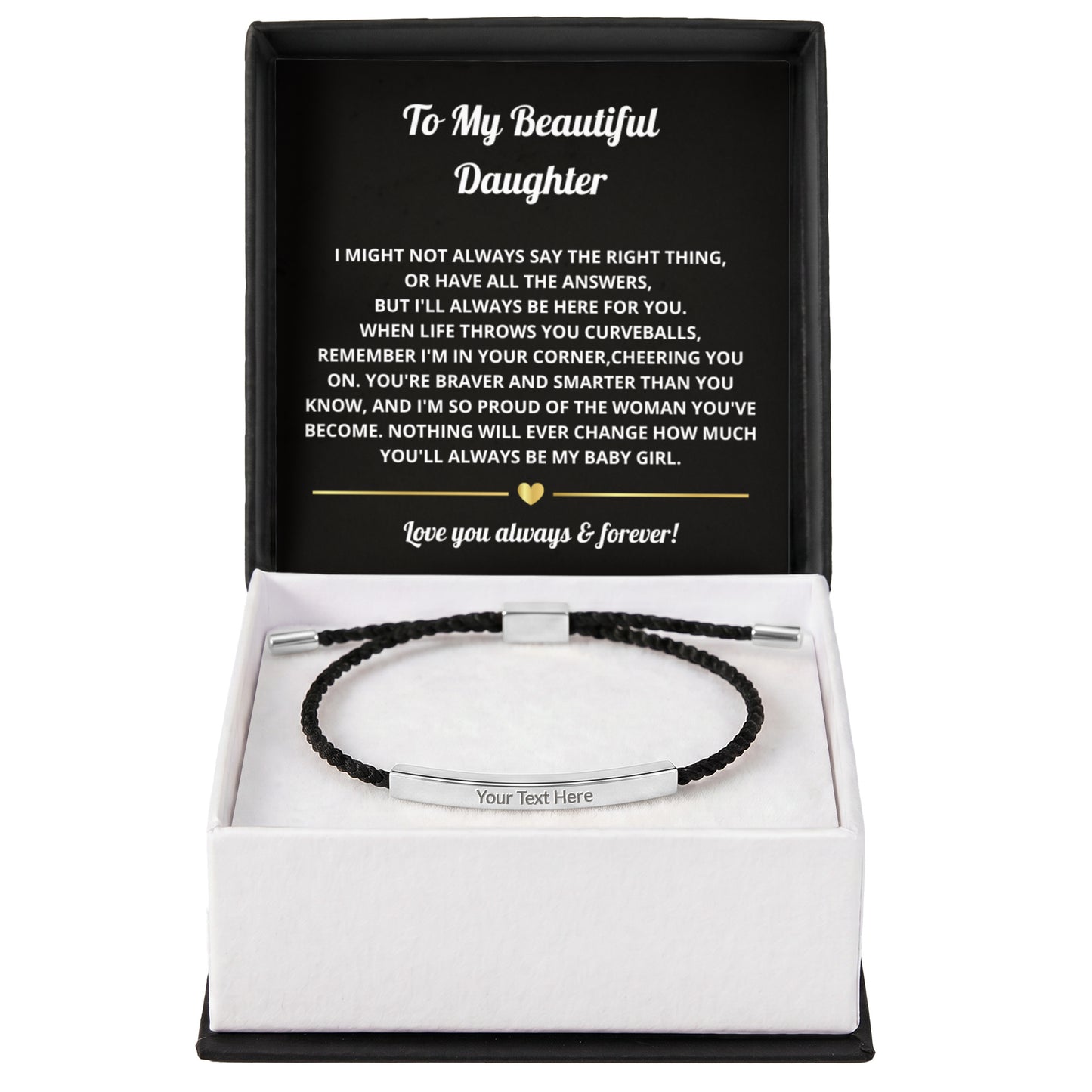 To My Daughter Engraved Nylon Bar Bracelet