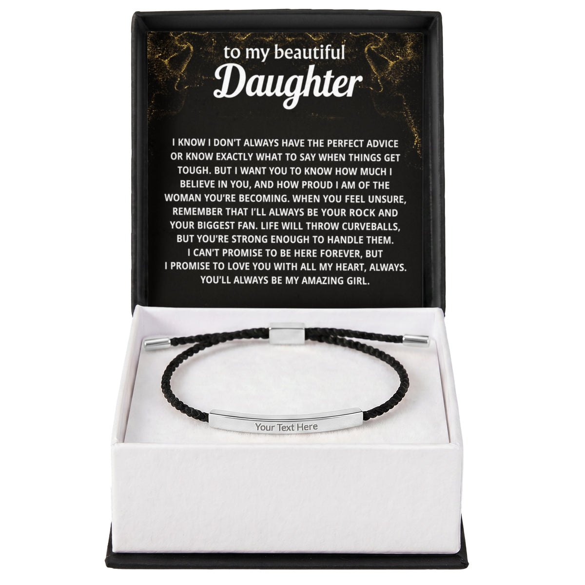 To My Daughter Engraved Nylon Bar Bracelet