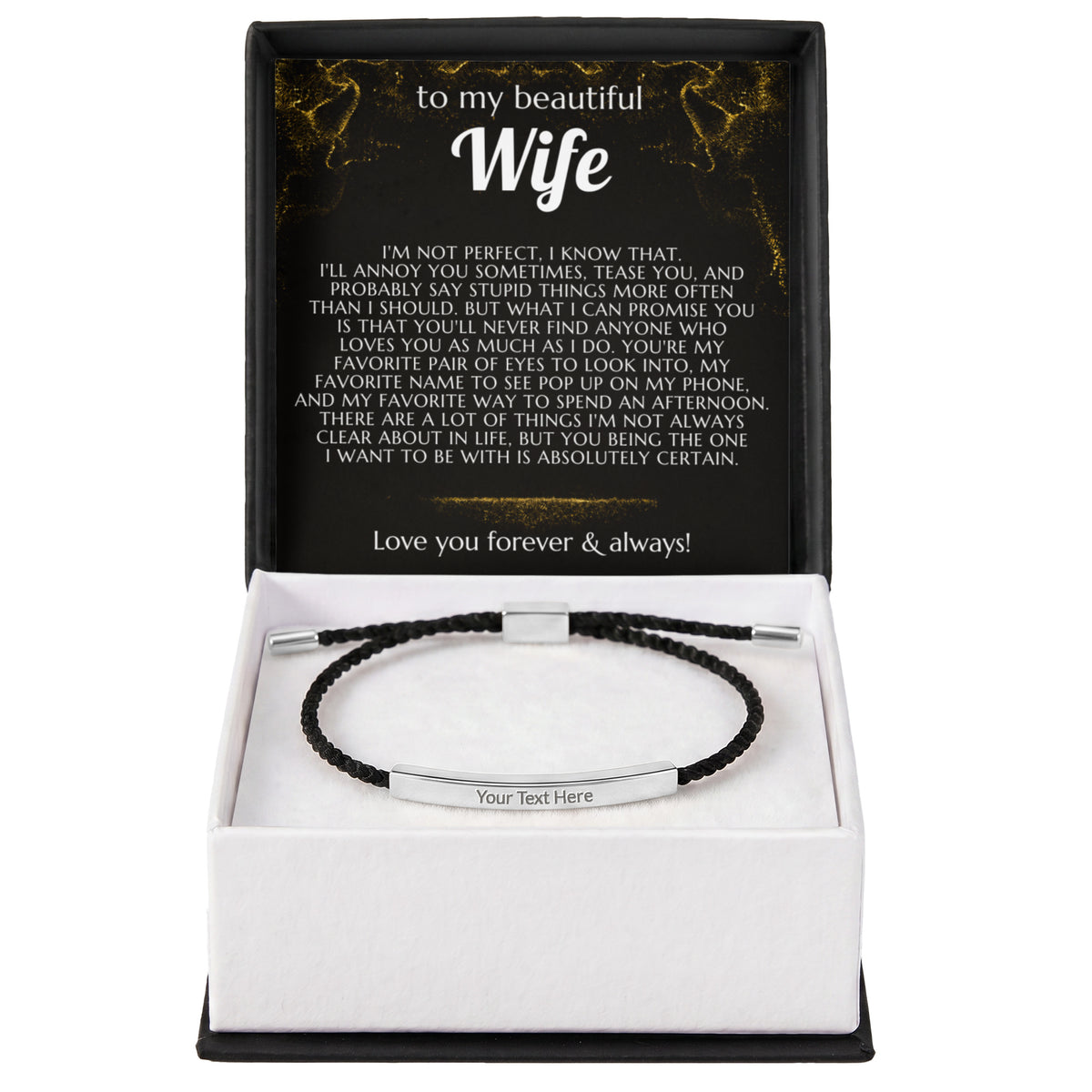To My Wife Engraved Nylon Bar Bracelet
