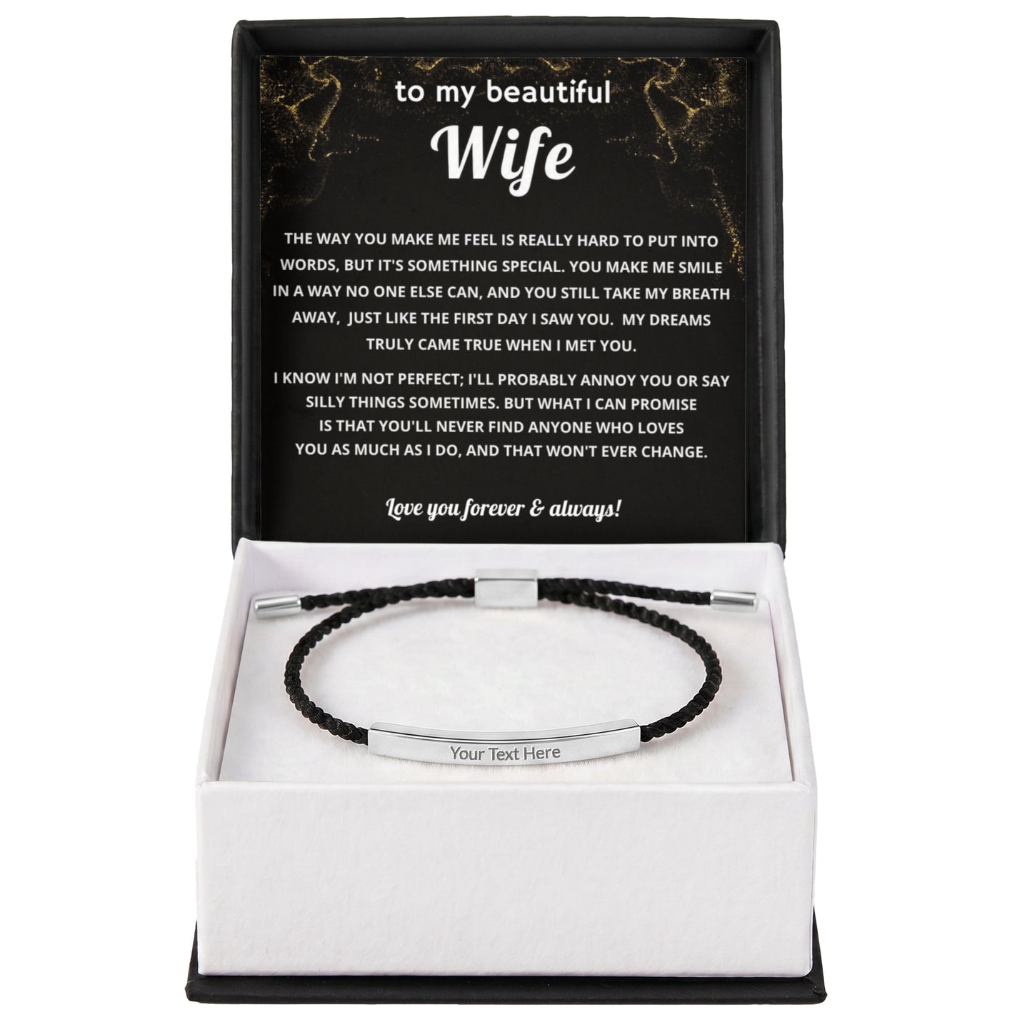 To My Wife Engraved Nylon Bar Bracelet