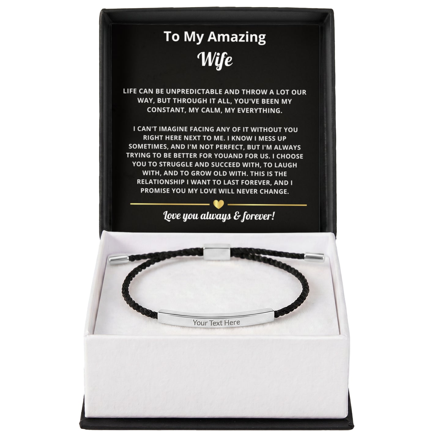 To My Amazing Wife Engraved Nylon Bar Bracelet