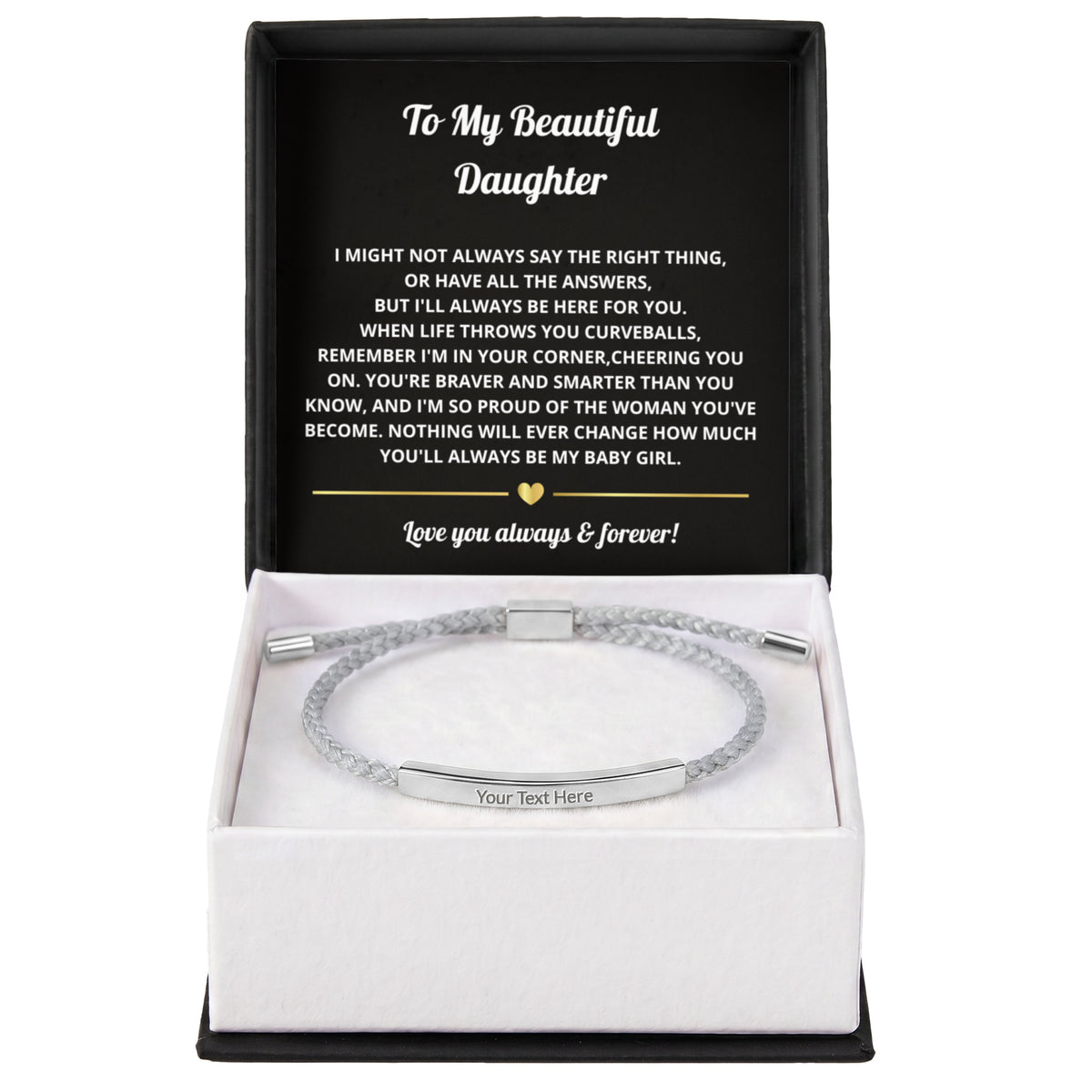 To My Daughter Engraved Nylon Bar Bracelet