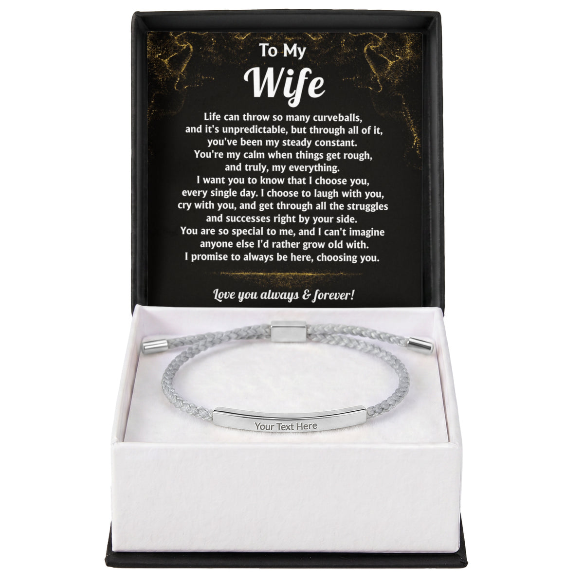 To My Wife Engraved Nylon Bar Bracelet