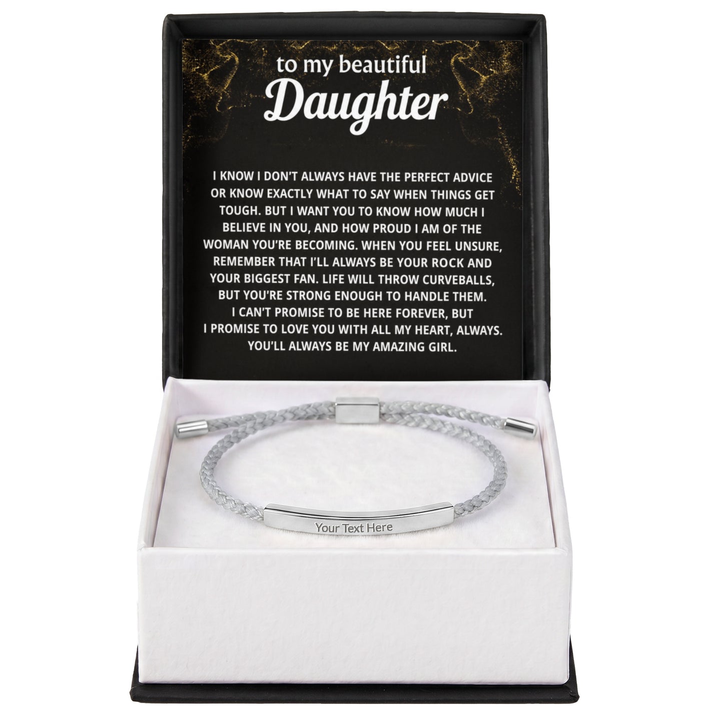 To My Daughter Engraved Nylon Bar Bracelet