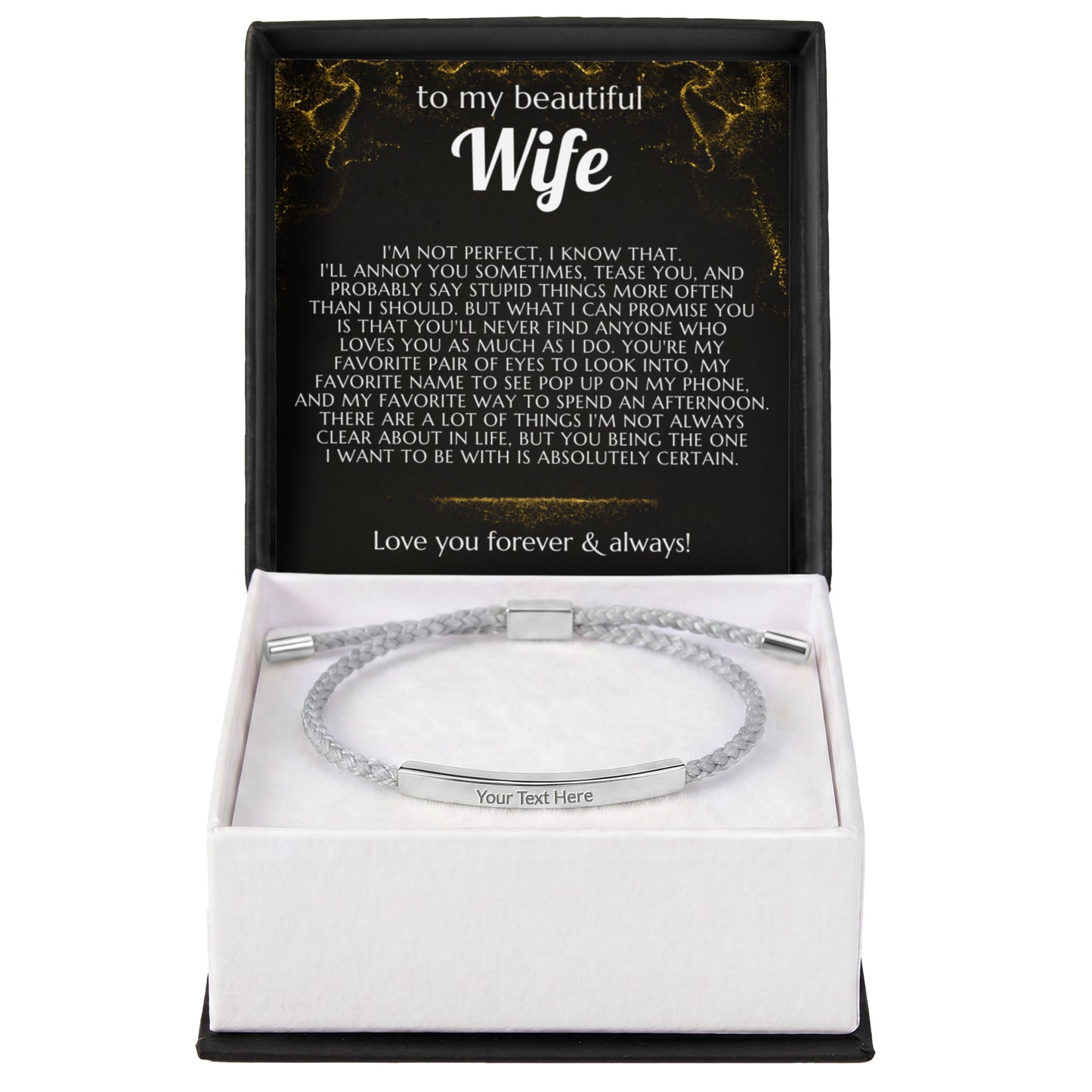 To My Wife Engraved Nylon Bar Bracelet