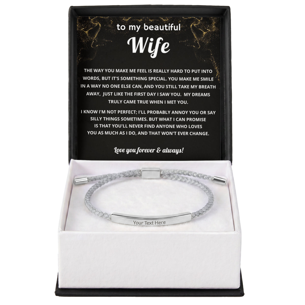 To My Wife Engraved Nylon Bar Bracelet