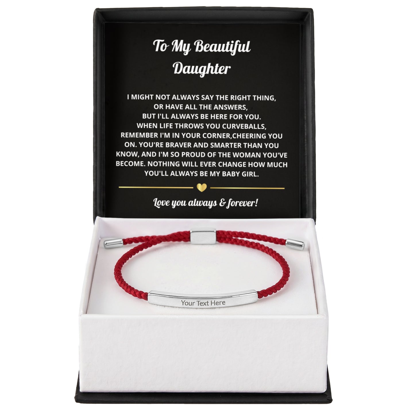 To My Daughter Engraved Nylon Bar Bracelet