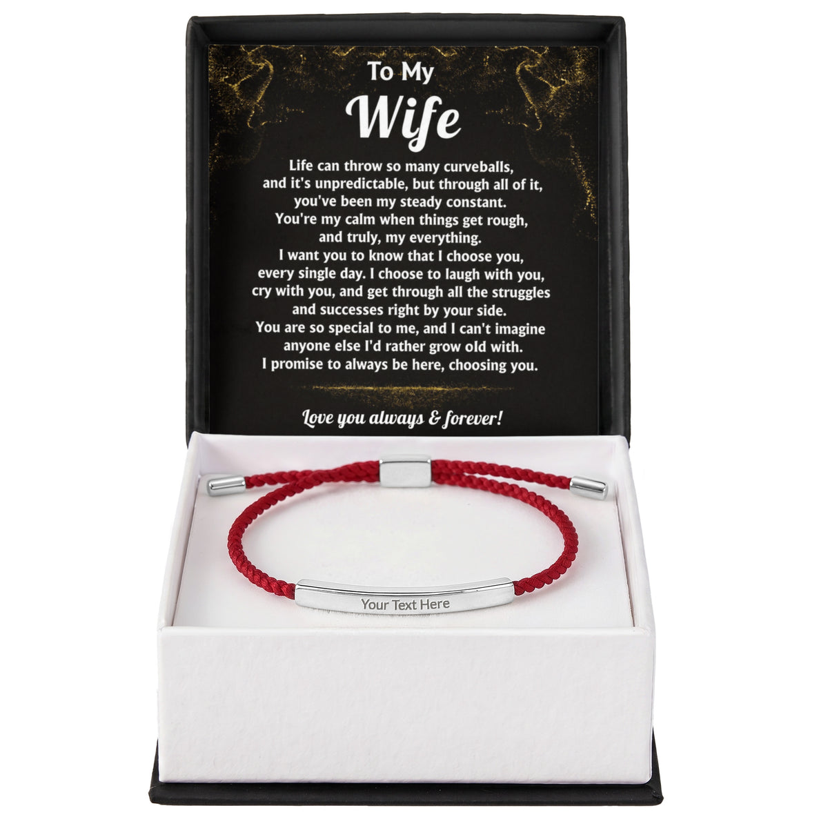 To MyWife Engraved Nylon Bar Bracelet