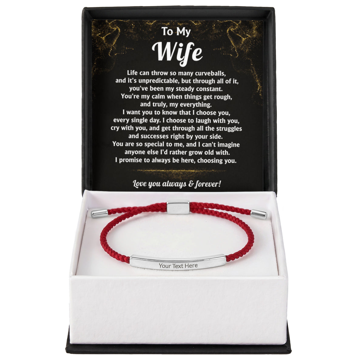 To My Wife Engraved Nylon Bar Bracelet