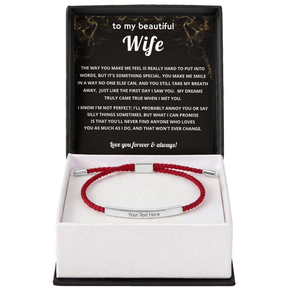 To My Wife Engraved Nylon Bar Bracelet