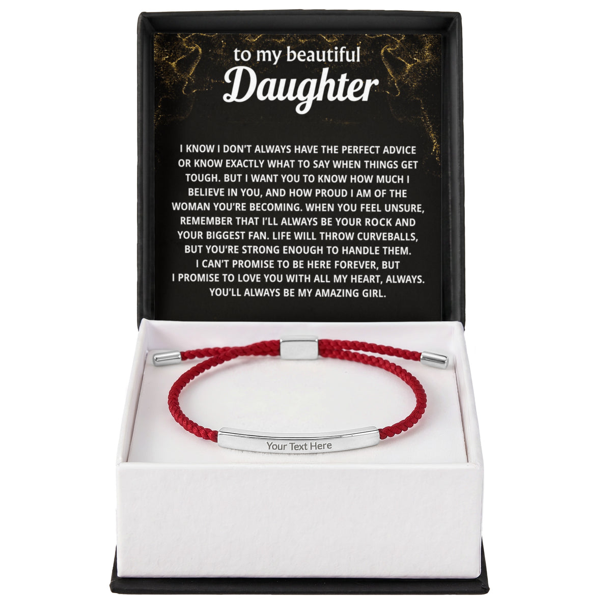 To My Daughter Engraved Nylon Bar Bracelet