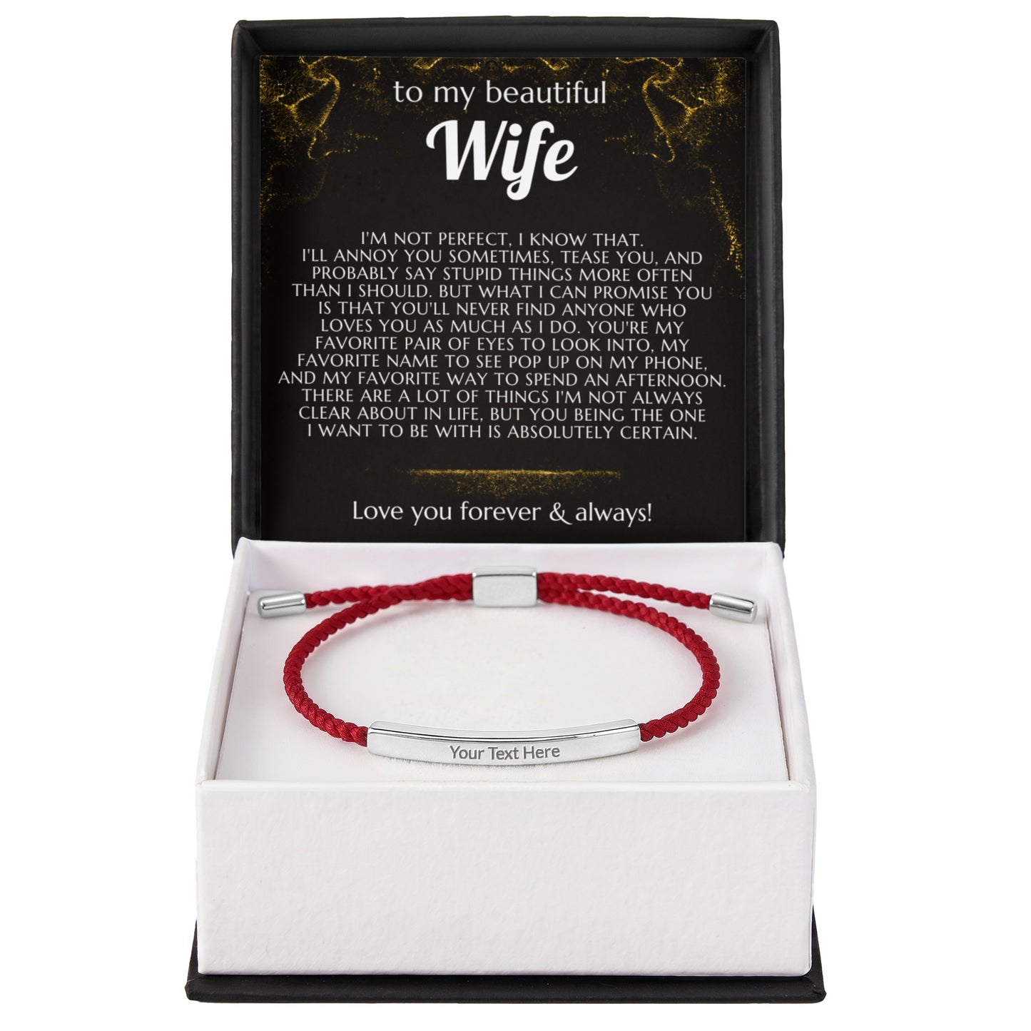 To My Wife Engraved Nylon Bar Bracelet