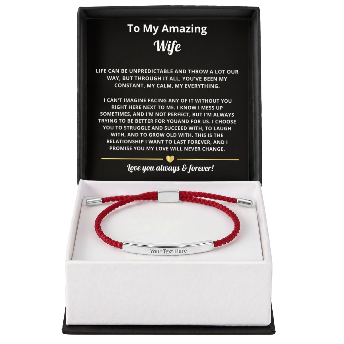 To My Amazing Wife Engraved Nylon Bar Bracelet